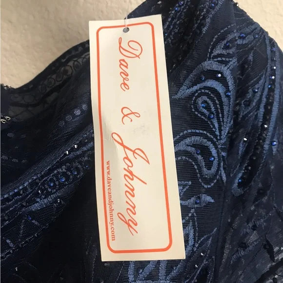 Dave & Johnny Midnight Blue Embellished Gown Navy Blue - Picture 2 of 6